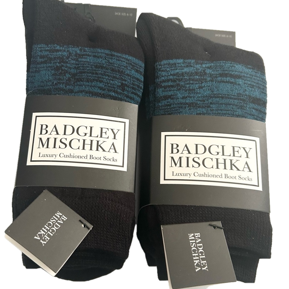 Badgley Mischka 6 Pairs Woman’s Luxury Cushioned Socks Blue Charcoal Purple 6-10